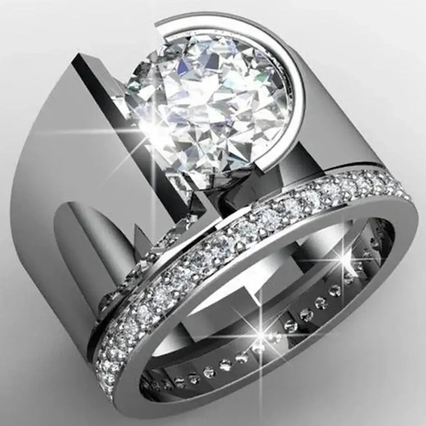 Cross-border Hot Couple Ring European and American Engagement Ring European and American Fashion Zircon Ring Accessories Wholesale