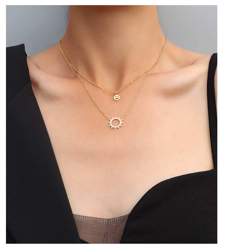 4g Weight 0.03µm-0.05µm Gold Plating Thickness PVD Coated Gold Plating Process PVD Coated Real Gold Plated Geometric Titanium Steel Fashion Waterproof Non Tarnish Necklace