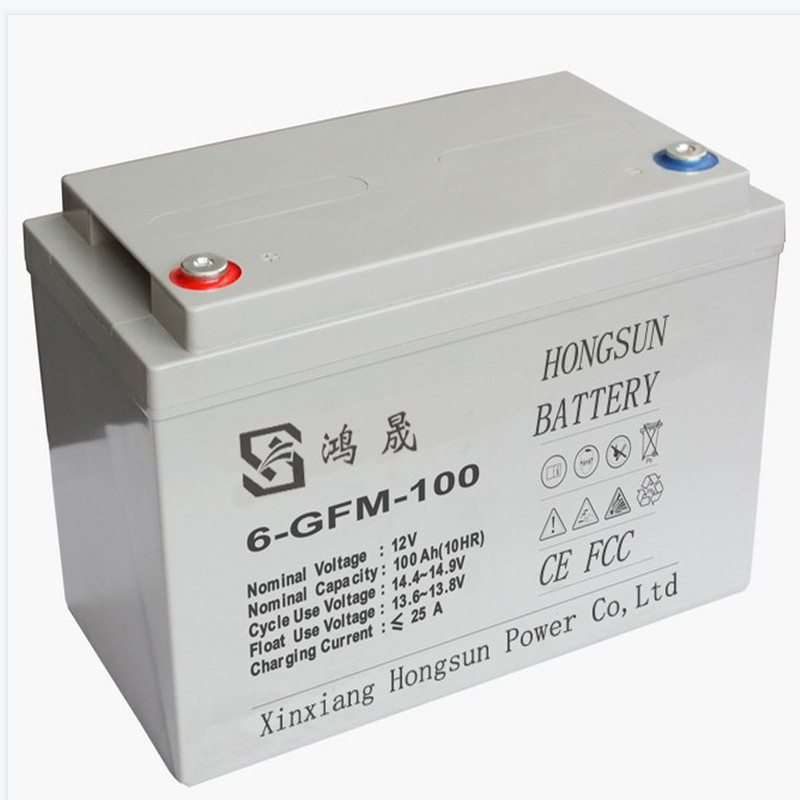 鸿晟蓄电池6-FM-100免维护12V100AH 太阳能 路灯 直流屏 质保三年