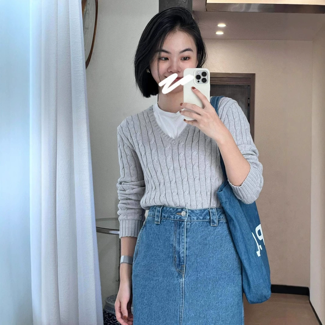 RL Rlaf Po со стандартным вышивкой свитер с V-образным вырезом осенью и зимой