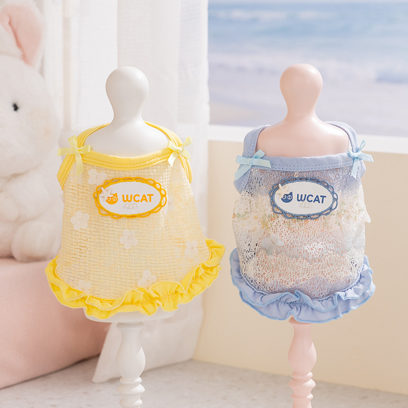 26 primavera y verano ropa de mascotas ventilada fresca malla chaleco de cabina pequeña y media ropa de perro y gato ropa de perro