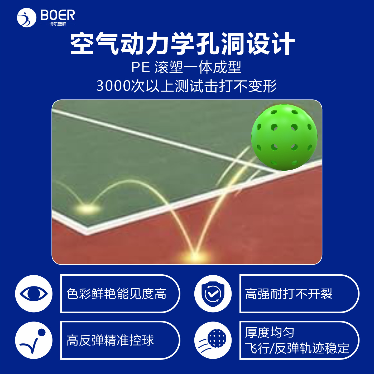 USAPA competition-grade pickleball outdoor and indoor balls, 40-hole molded pickleball
