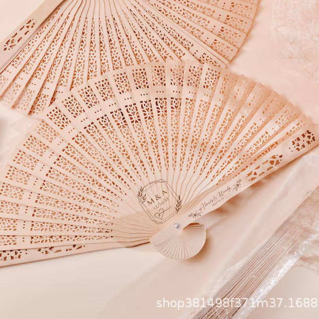 etsy个性化雕刻木扇子向阳花扇子节日手扇婚礼木扇个性婚礼扇