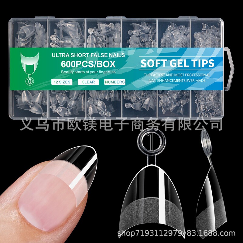 New Nail Art Design, No Filing Required, Traceless Nail Tips, Ultra-Short European and American Style, Transparent Semi-Matte Fake Nails, Wholesale 600Pcs