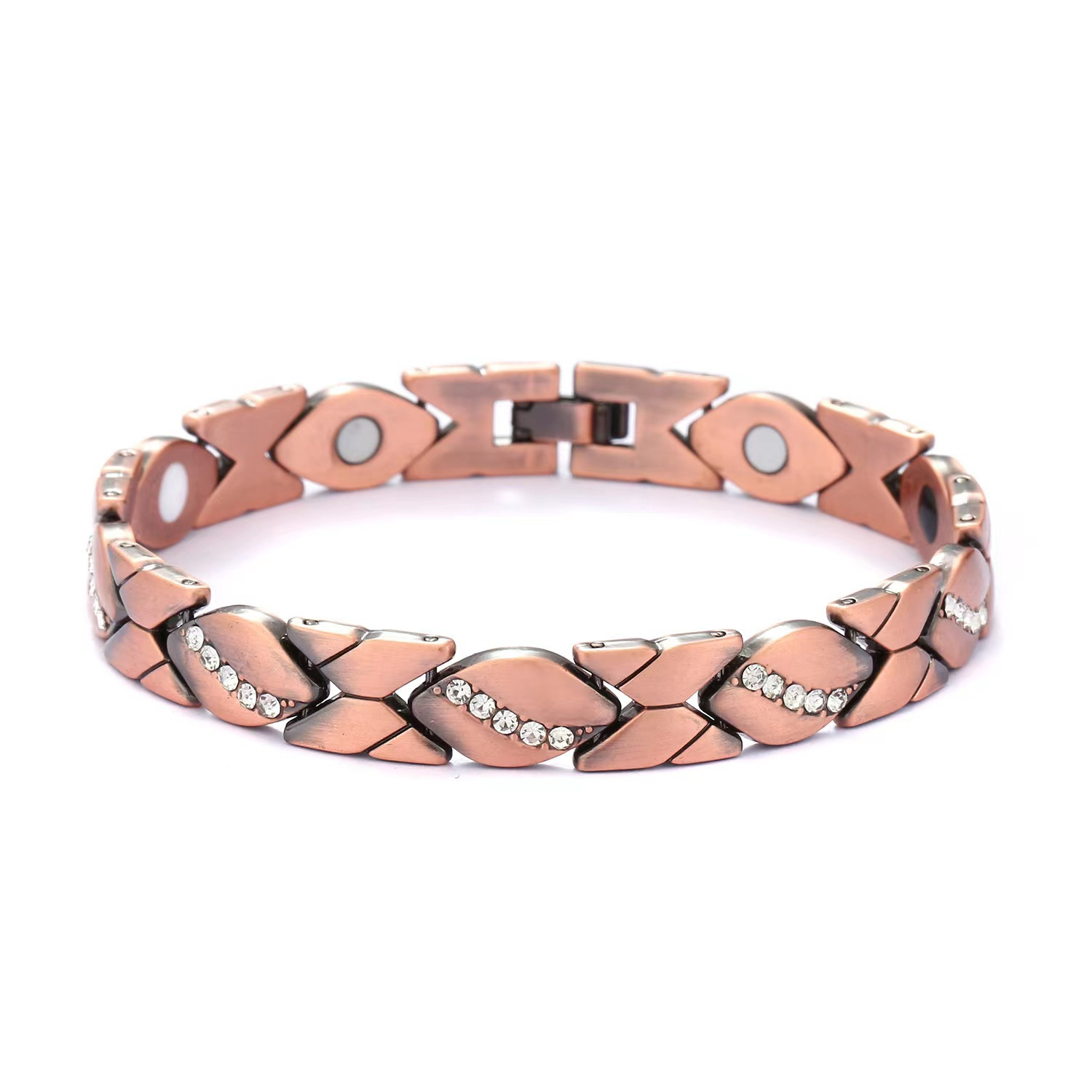Daily Occasion Simple Style Geometric Magnet Zircon Alloy Chain-free Chain & Link Bracelets Wholesale