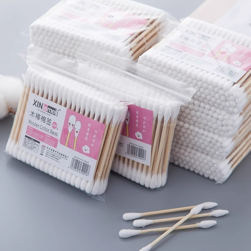 使い捨てメイク落とし綿棒家庭用双頭丸頭スパイラル竹棒綿棒 100 個耳かき綿棒|undefined