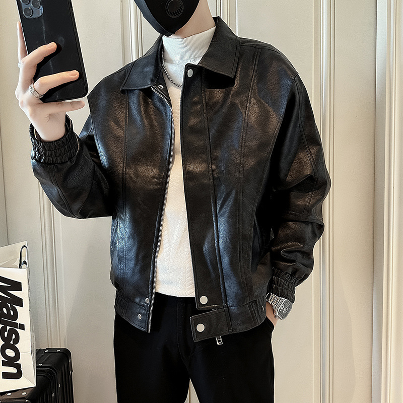 Trendy Brand Puppies Handsome Leather Jacket Men's Spring and Autumn Fashionable Casual Leather Jacket 2024 New High-end Autumn Clothing for Men Trendy Brand Puppies Handsome Leather Jacket Men's Spring and Autumn Fashionable Casual Leather Jacket 2024 New High-end Autumn Clothing for Men