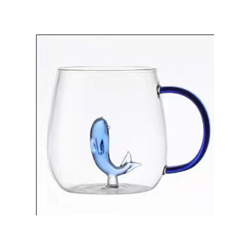 Jugo creativo leche vidrio de dibujos animados de vidrio transparente tridimensional animal y planta forma taza de agua de color de vidrio