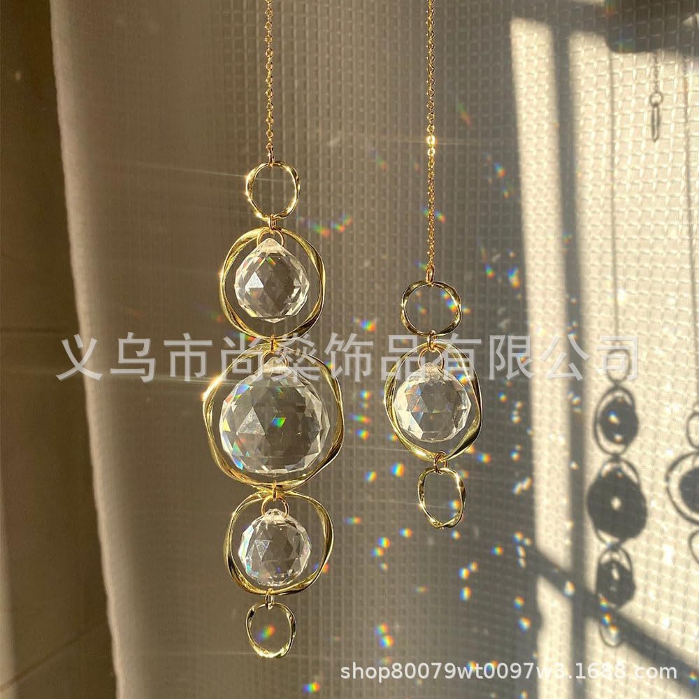 亚马逊新款水晶阳光捕手水晶灯饰球风铃挂件窗户悬挂装饰阳光棱镜