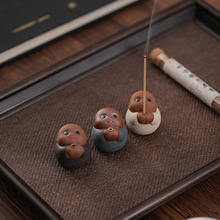 紫砂小和尚线香香插中式简约室内线香托盘茶桌创意线香炉摆件香座