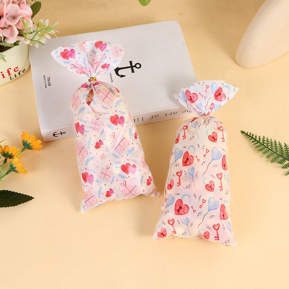 Día de San Valentín creativo OPP bolsa de regalo caramelo snack bolsa de embalaje amor patrón algodón caramelo snack bolsa de embalaje