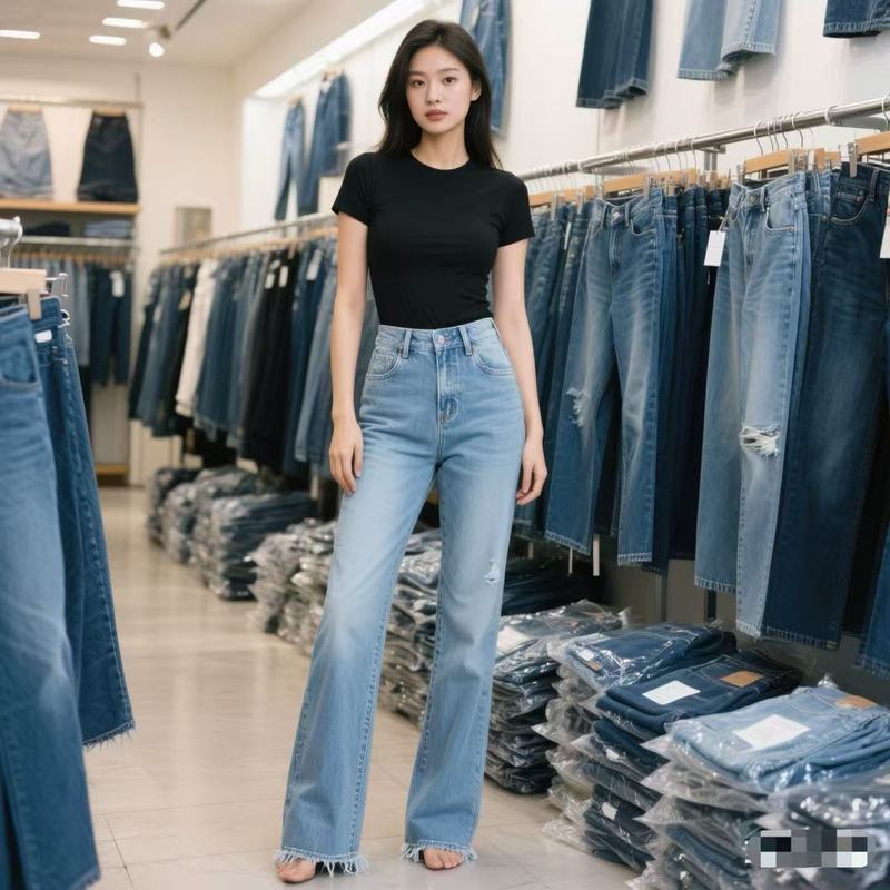 2025秋冬高端女装宽松老爹 广州十三行牛仔裤杂款 摆摊一手批发货|undefined