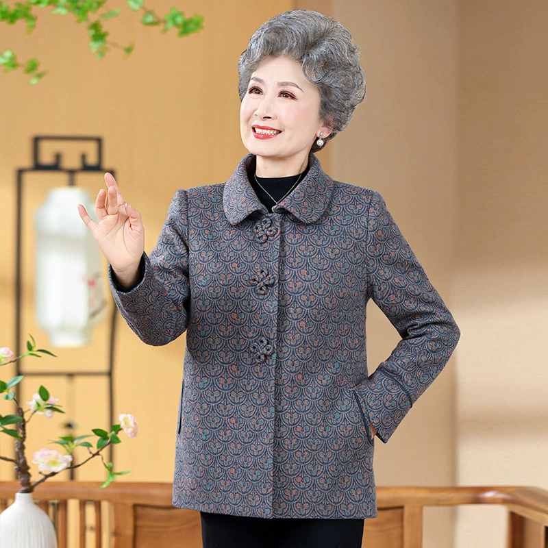 Spring Western-Style Short Fleece Coat for Mom, Warm Thick Jacket, Colors: Western Red or Blue