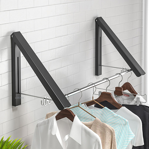 Wall-mounted folding clothes drying rack aluminum invisible telescopic clothes drying rod laundry room clothes drying rack indoor outdoor clothes drying rack