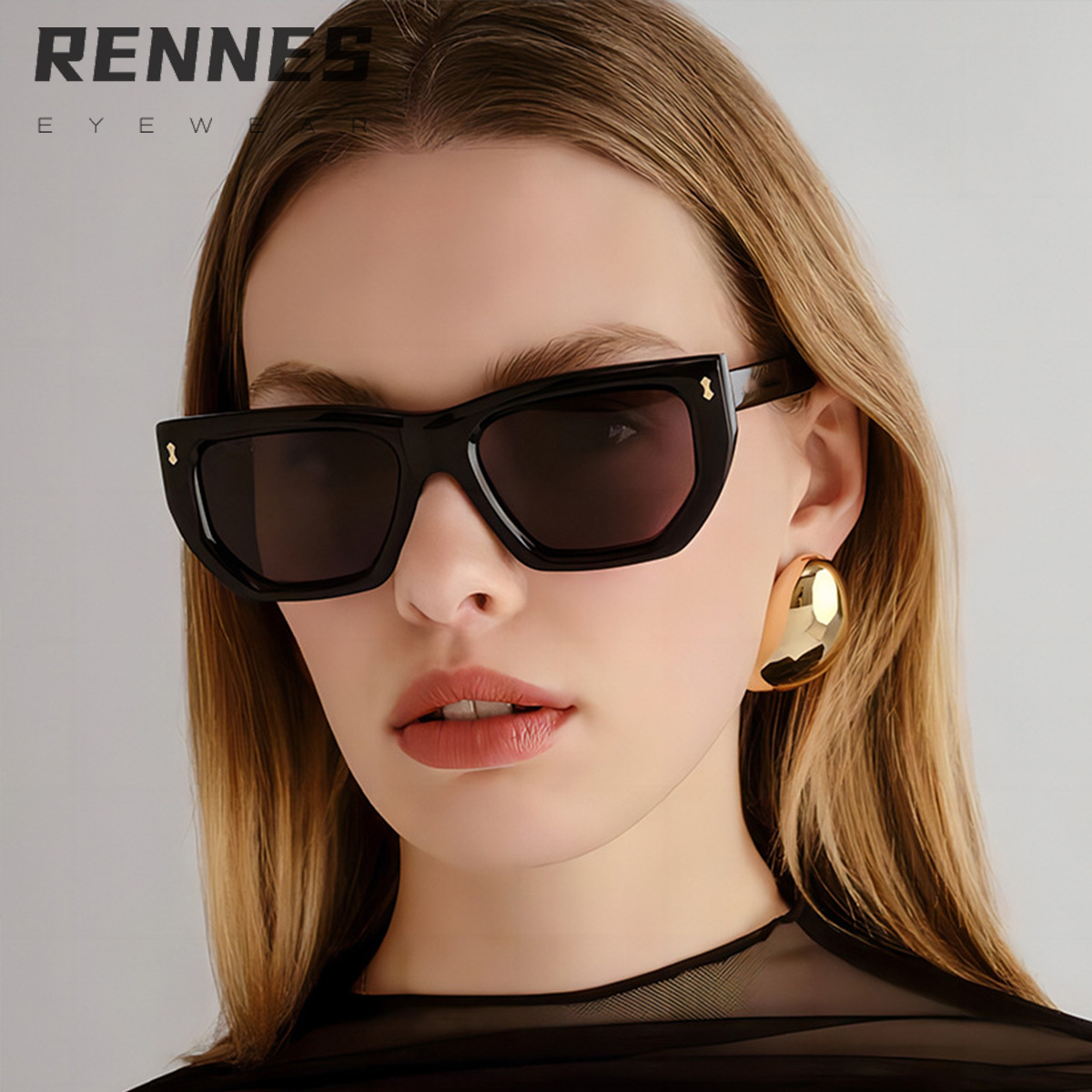 Nuevas gafas de sol de moda poligonal con clavos de arroz decorativas simples europeas y americanas para hombres y mujeres gafas de sol al aire libre Sunglass