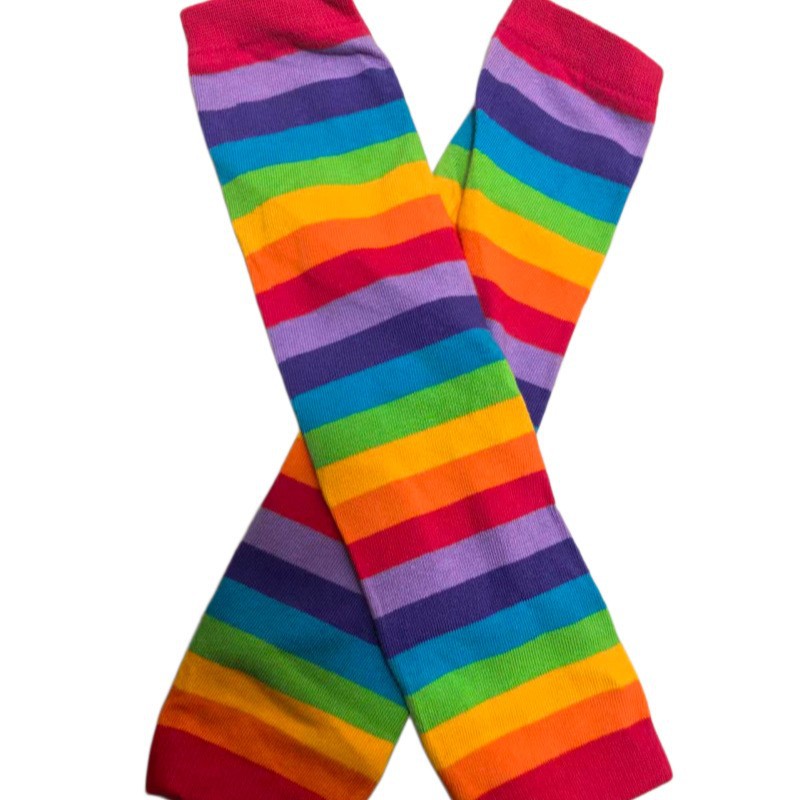 Rainbow Striped Cotton Sun Protection Arm Sleeves for Outdoor Cycling, Unisex, Cross-Border, in Stock