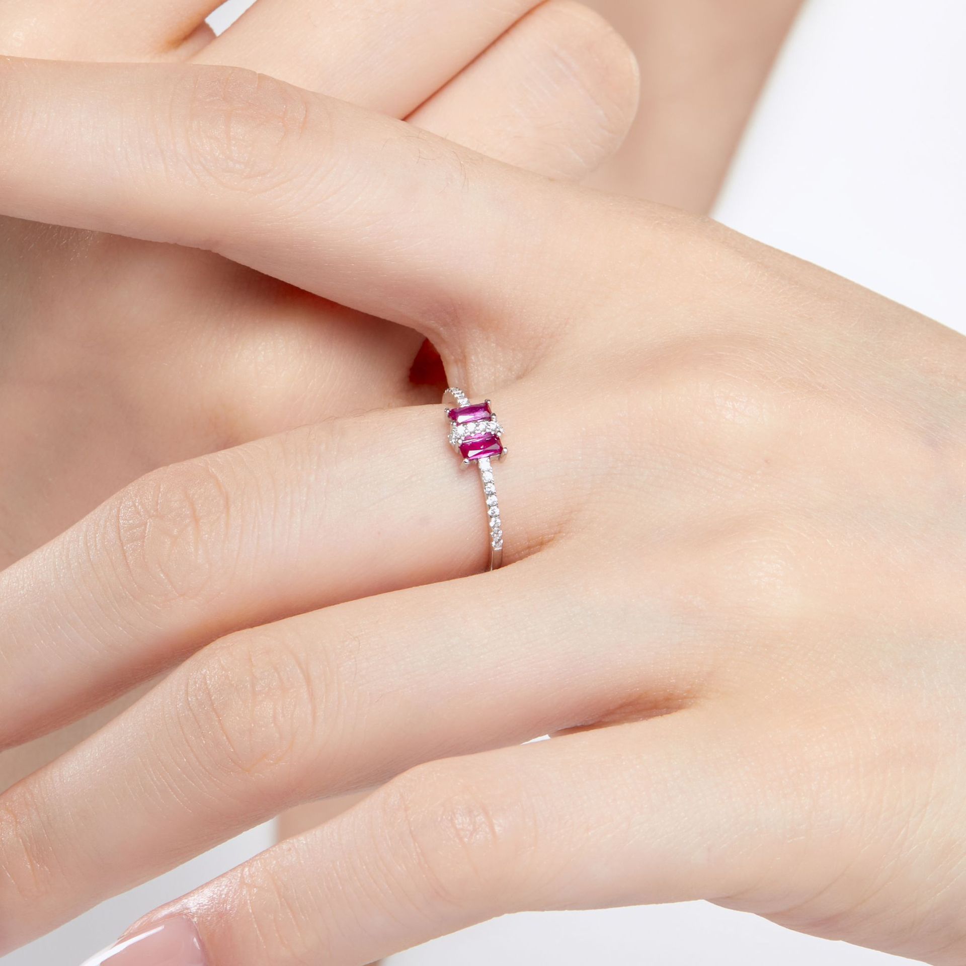 Fashion Rectangle Silver Plating Inlay Zircon Open Ring 1 Piece