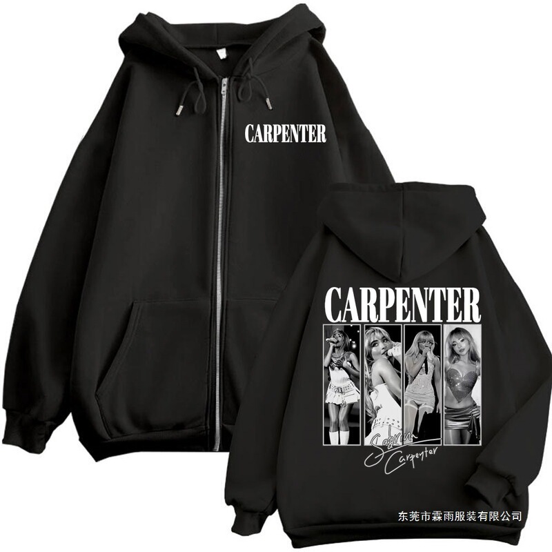 Sabrina Carpenter Graphic Zipper Hoodie Men's and Women's Fashion Aesthetic Zipper Pullover Autumn and Winter Casual Super