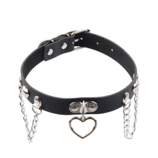 Wang Xiaochen same style punk rivet collar chain peach heart love pendant leather collar street shooting performance necklace