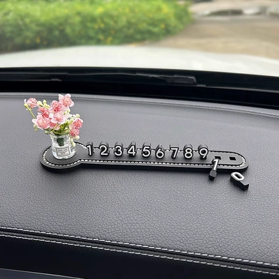 New vase car temporary parking plate mobile car phone number plate car creative high-grade car interior ornaments