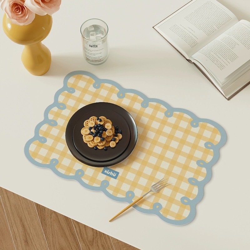 Cojín de comedor occidental de estilo crema mesa resistente al quemado resistente a altas temperaturas platos de comedor platos de cojín a prueba de agua a prueba de aceite mesa cojín de tazas de cuero image 13