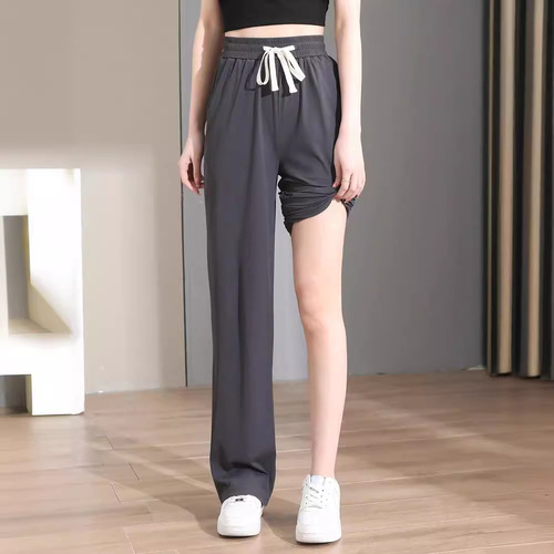 Women's Spring Summer Sheer Leggings 2024 New Arrival Petite Casual Drape Lightweight Quick-Dry Sporty Slim Straight Leg Pants
