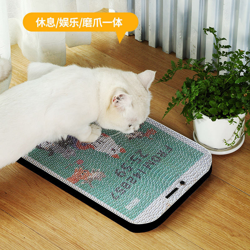 创意手机猫抓板白色瓦楞纸耐磨耐抓不掉屑猫咪磨爪板支持OME生产|undefined