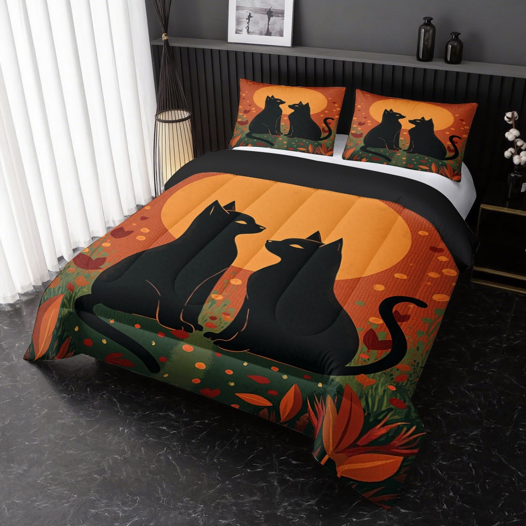 TEMU / JIT transfronterizo gatito naranja impresión digital HD 180gms set de edredón para diseñar