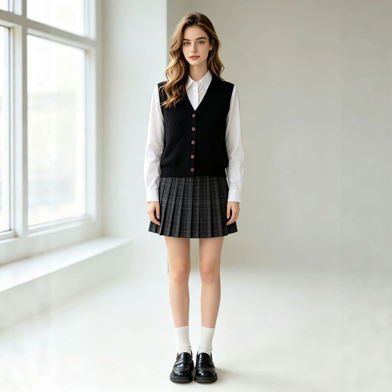 Knitted sweater vest for women, loose-fitting V-neck sleeveless top, perfect for layering in spring and autumn Knitted sweater vest for women, loose-fitting V-neck sleeveless top, perfect for layering in spring and autumn