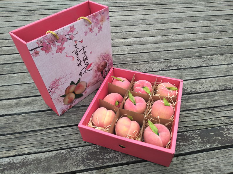Caja de embalaje de melocotón de agua, caja de melocotón de miel, caja de regalo vacía, caja de regalo general, caja de cartón de melocotón amarillo, stock