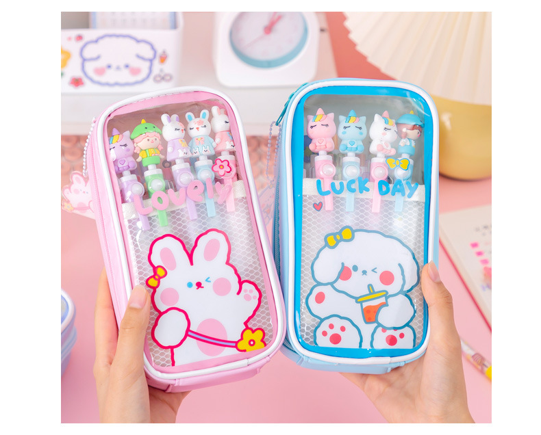 Rabbit Pu Class Learning School Cute Pencil Case display picture 4