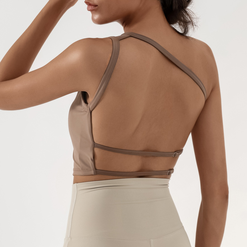 Europa y América comercio exterior transfronterizo nuevo chaleco de yoga mujer belleza de espalda sexy con cojín de pecho sensación desnuda de ejercicio eslingas