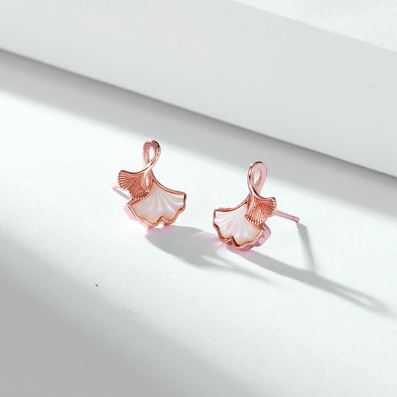 Ginkgo hoja 999 pendientes de plata esterlina para las mujeres verano 2023 nuevo diseño de nicho de alta calidad madre blanca pendientes de concha