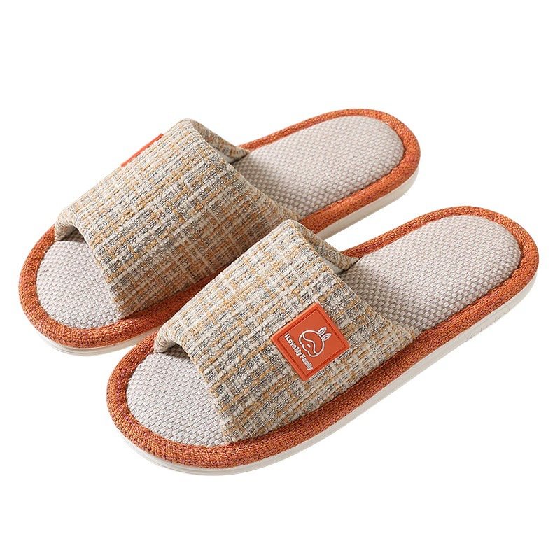 Льняные тапочки больших размеров Four Seasons Мужские Нескользящие износостойкие домашние полы Тихие тапочки из хлопчатобумажной льняной ткани больших размеров