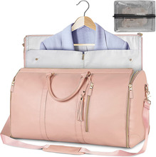 亚马逊热销女士西装袋 便携礼服大衣表演服装收纳包粉色PU西装包