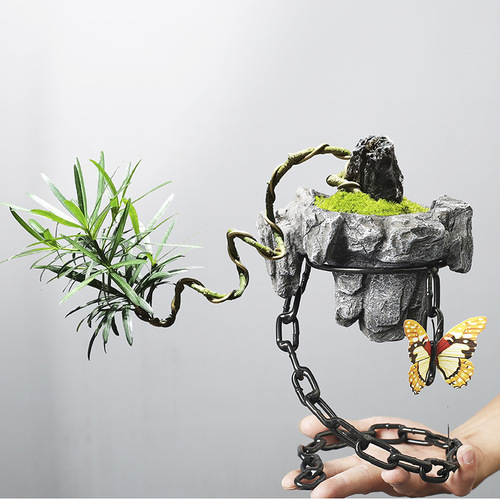 Cross-border iron art hanging ornaments iron chain suspended home living room decoration asparagus succulent moss ball landscaping basin