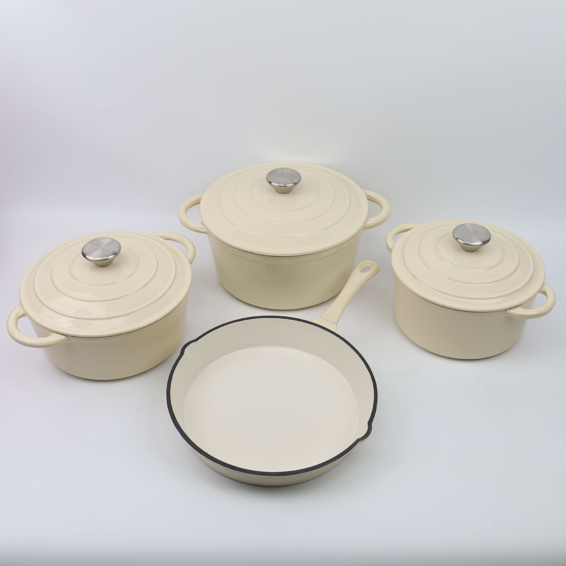 Juego de 4 piezas de ollas esmaltadas multicolor clásicas especiales, aptas para todas las cocinas, cocinas de inducción, cocinas de gas, olla para sopa, wok