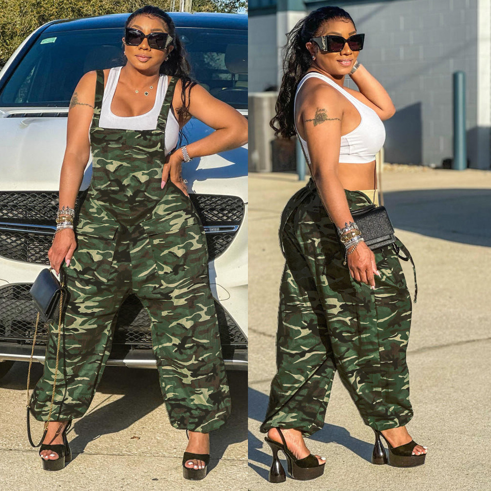 Comercio exterior transfronterizo Amazon eBay ins ropa de mujer europea y americana correa de verano Pantalones de camuflaje impreso mono Suelto image 5