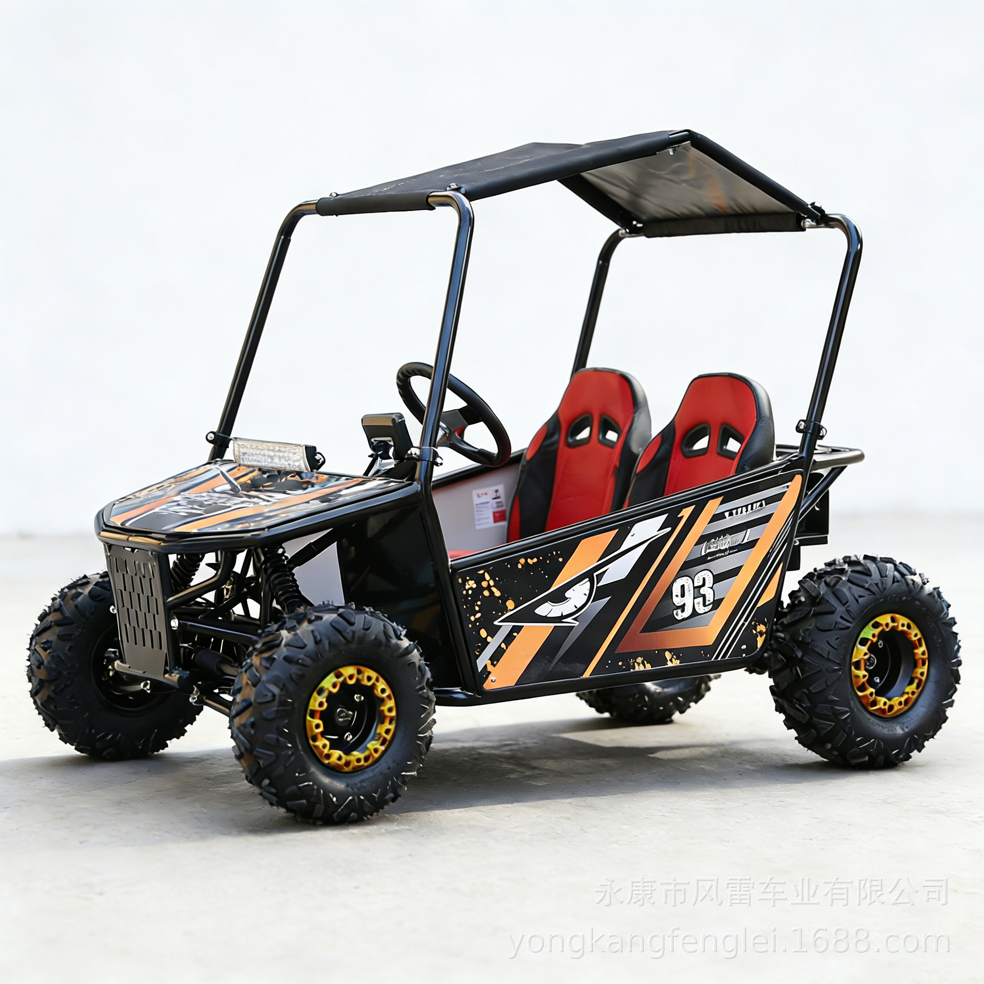 Go Kart Eléctrico de 2 Asientos de Hierro con Transmisión por Eje para Recreación Juvenil image 4