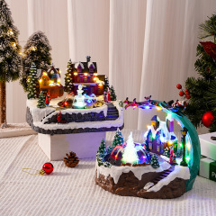 国境を越えたクリスマスの新しい噴水家が光る雪景色家クリスマスプレゼントクリスマス家庭装飾