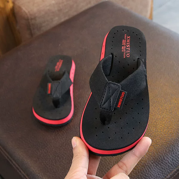 Children's slippers boys' summer flip flops indoor soft bottom non-slip outdoor beach shoes parent-child flip-flops for middle and big children