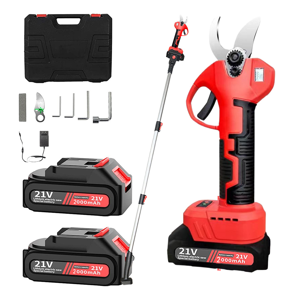 跨境电动修枝剪电动剪刀果树充电式剪树枝园林粗枝锂电高空修枝剪