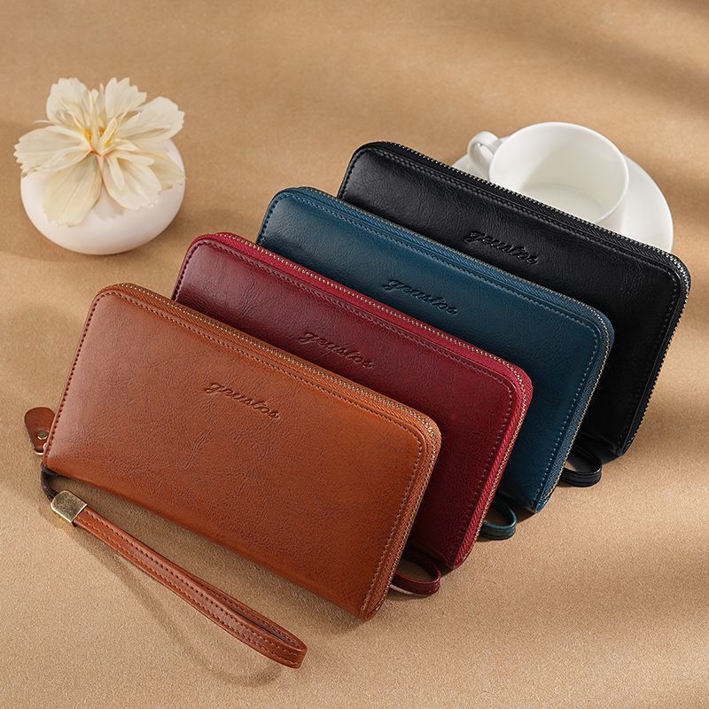 Real Soft Leather Zipper Wallet Women's Large Capacity Clutch Bag Mom's 2025 New Fashion Hot Style Wallet Card Holder