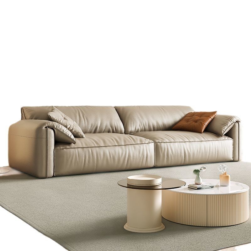 Sofá de cuero con orejas de elefante, sofá baxter minimalista italiano, fila recta, sala de estar para tres personas, combinación de sofás de apartamento pequeño