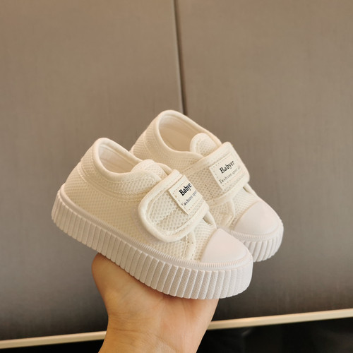 Spring and autumn white shoes mesh breathable children's shoes 1-6 years old male and female baby shoes sneakers canvas shoes sports shoes