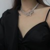 Star Moon series bright and shining silver -colored layer hollow irregular stars, star show jewelry necklace women