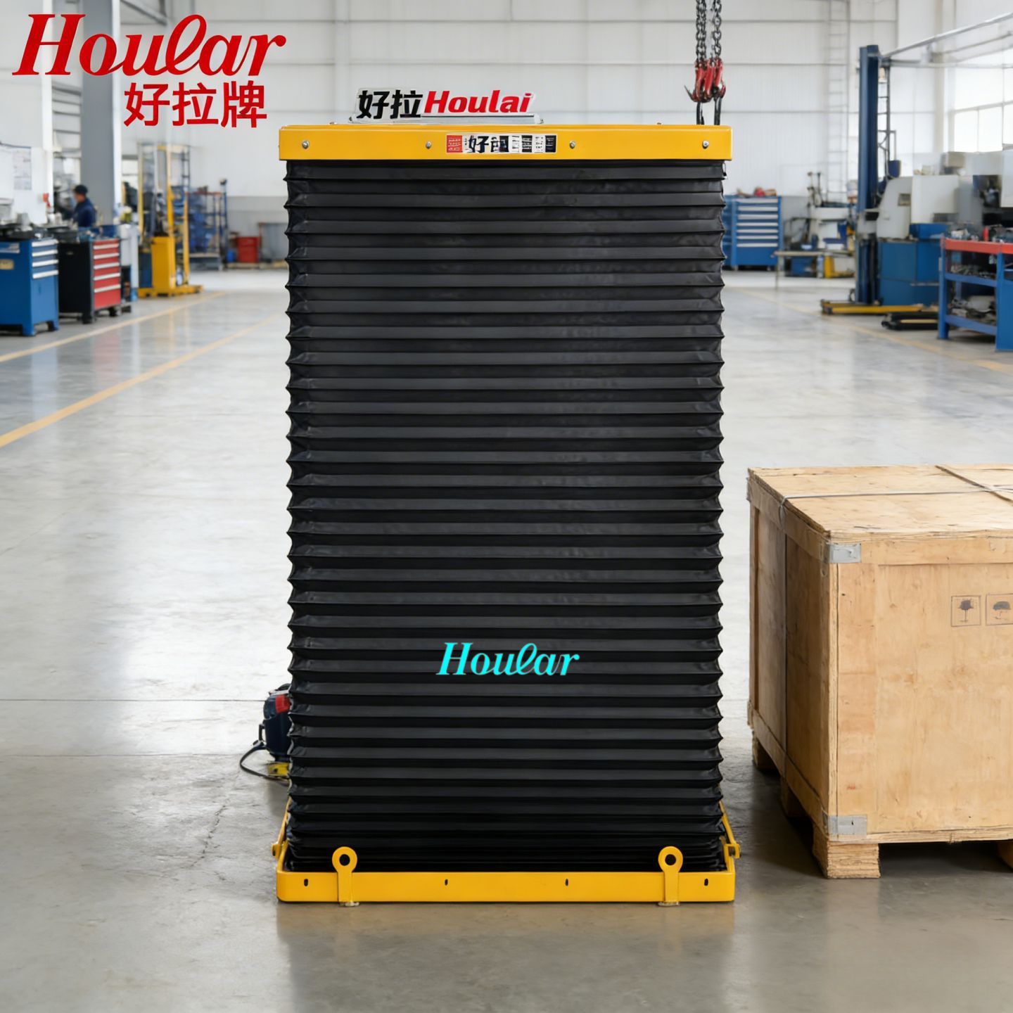 hoular折叠式防护罩裙罩液压升降台风琴罩升降平台护罩小型升降机