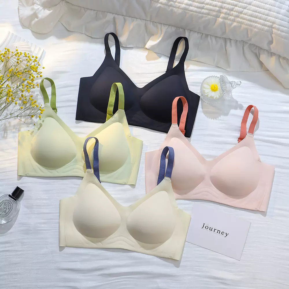 新款无痕软支撑内衣女纯色胸托固定杯聚拢舒适透气无钢圈文胸罩