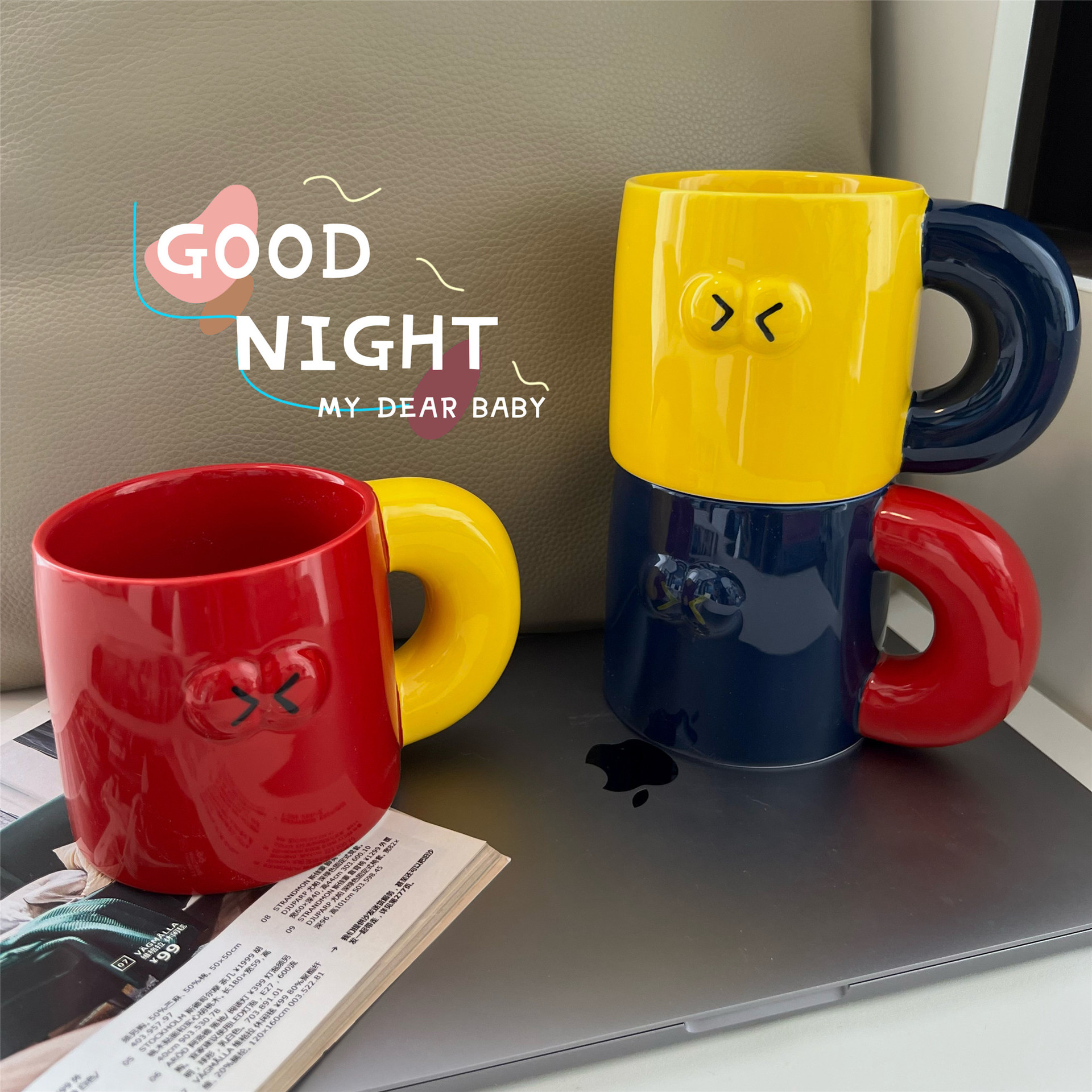 Shawn Mondrian gorda gorda taza de cerámica encantadora taza casera copas de agua regalo de cumpleaños creativo