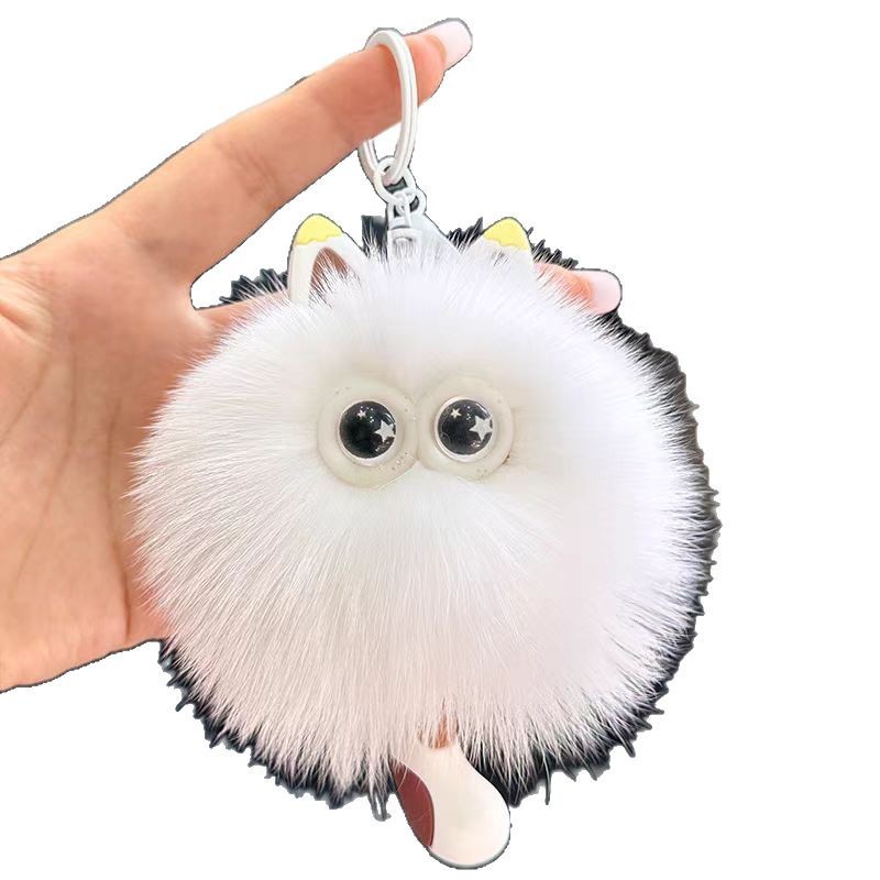 verdadero zorro pelo gatito colgante lindo peluche red rojo llavero de automóvil bolso colgante regalo de cumpleaños